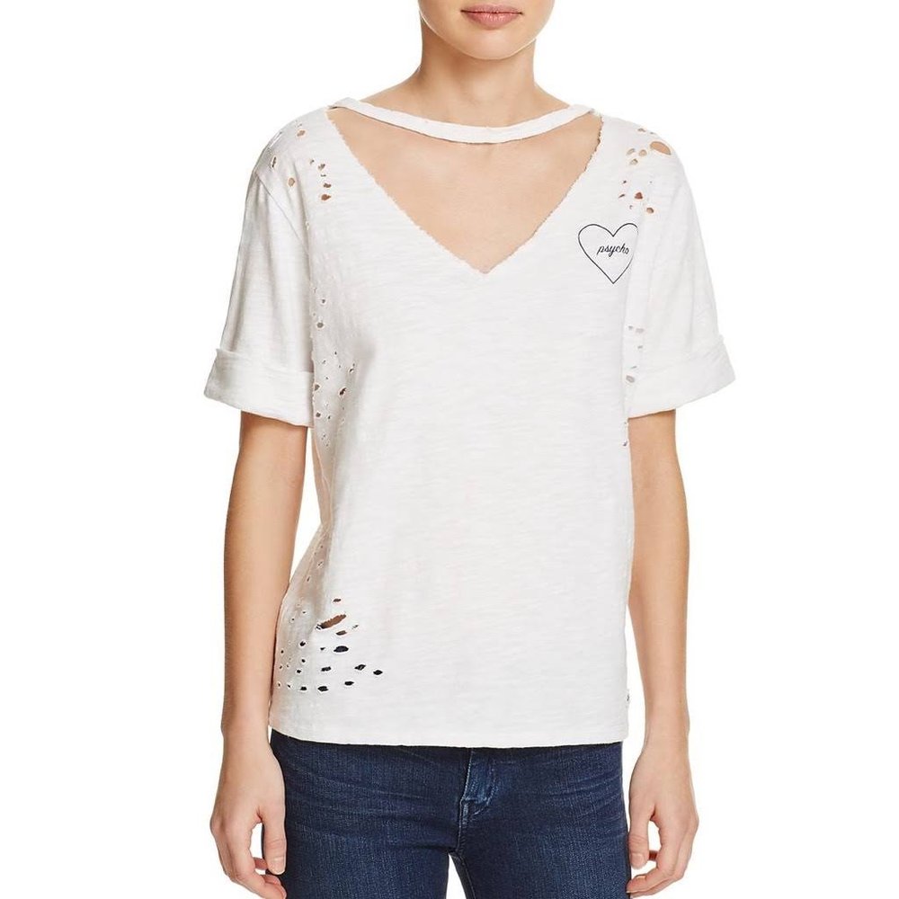 Hone Punch White Distressed Psycho SloganTee